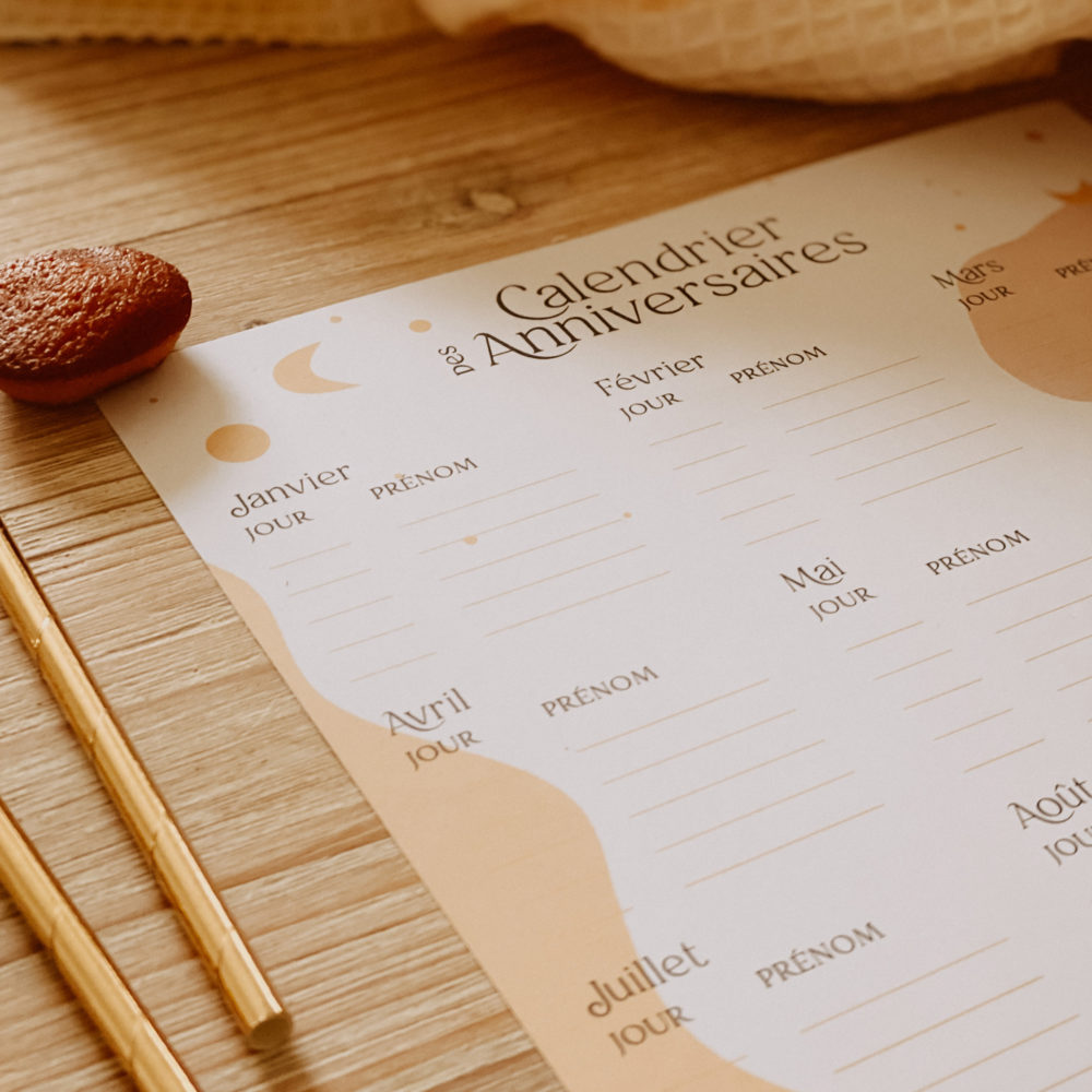 Calendrier Perpétuel Anniversaires A2 - Poster Souple Magnétique - Inscriptible Et Sans Année